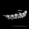 Baroque Leaf Headpiece Accessories Princess Silver Thin metal Fancy rhinestone Small flower crystal crown Tiara headband